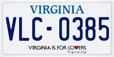 VA license plate VLC0385