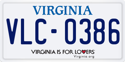 VA license plate VLC0386