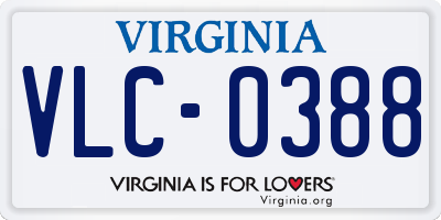VA license plate VLC0388