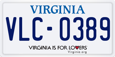 VA license plate VLC0389