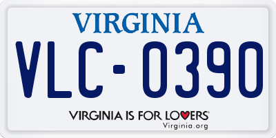VA license plate VLC0390
