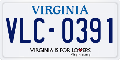VA license plate VLC0391