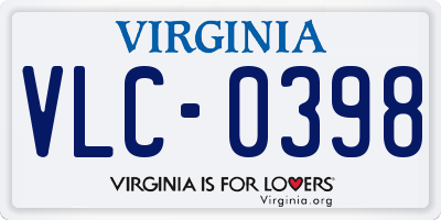 VA license plate VLC0398