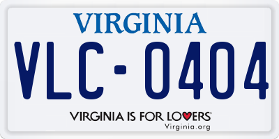 VA license plate VLC0404