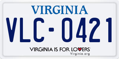 VA license plate VLC0421