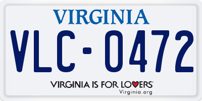 VA license plate VLC0472