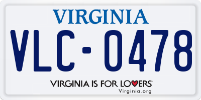 VA license plate VLC0478