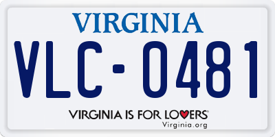 VA license plate VLC0481