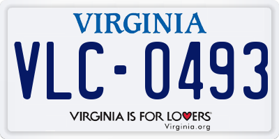 VA license plate VLC0493