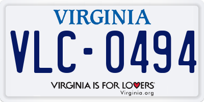 VA license plate VLC0494