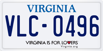 VA license plate VLC0496