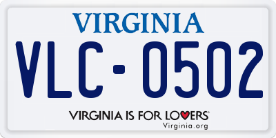 VA license plate VLC0502