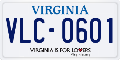 VA license plate VLC0601