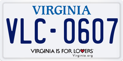 VA license plate VLC0607