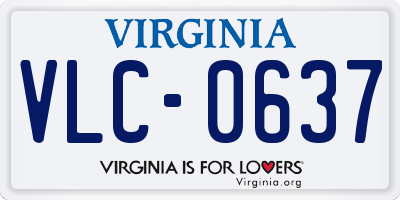 VA license plate VLC0637