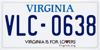 VA license plate VLC0638