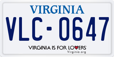 VA license plate VLC0647