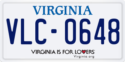 VA license plate VLC0648