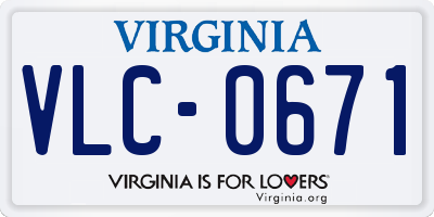 VA license plate VLC0671