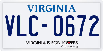 VA license plate VLC0672