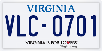 VA license plate VLC0701