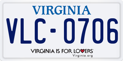 VA license plate VLC0706
