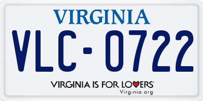 VA license plate VLC0722