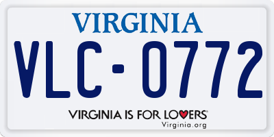 VA license plate VLC0772