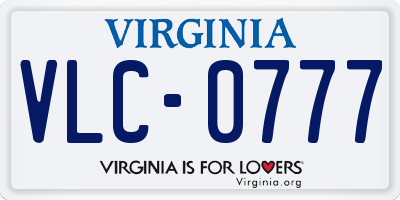 VA license plate VLC0777