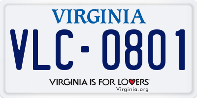 VA license plate VLC0801