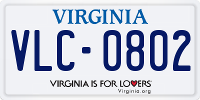 VA license plate VLC0802