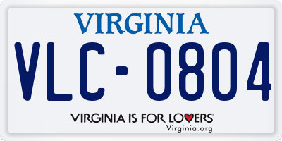 VA license plate VLC0804