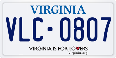 VA license plate VLC0807