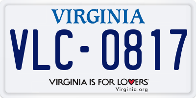 VA license plate VLC0817