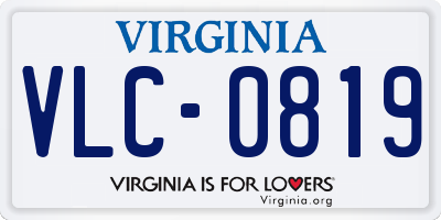 VA license plate VLC0819