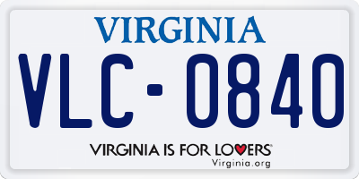 VA license plate VLC0840