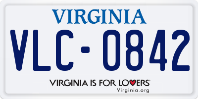 VA license plate VLC0842