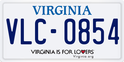 VA license plate VLC0854