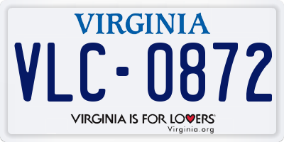 VA license plate VLC0872