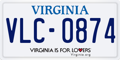 VA license plate VLC0874