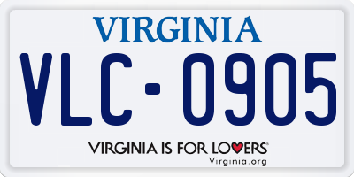 VA license plate VLC0905