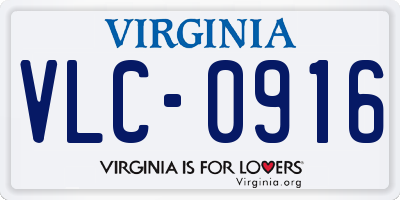 VA license plate VLC0916