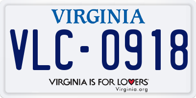 VA license plate VLC0918