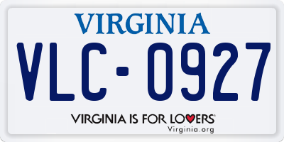 VA license plate VLC0927