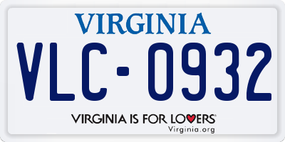 VA license plate VLC0932
