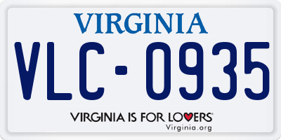 VA license plate VLC0935