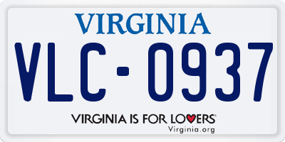 VA license plate VLC0937