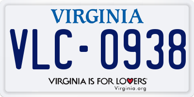 VA license plate VLC0938