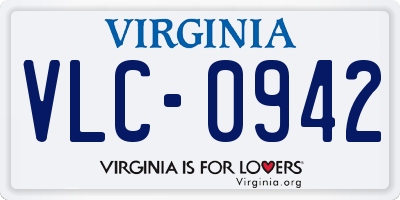VA license plate VLC0942