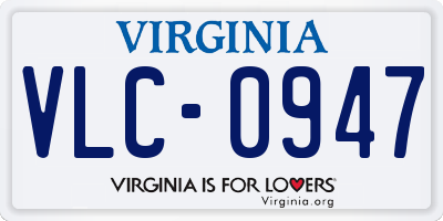 VA license plate VLC0947